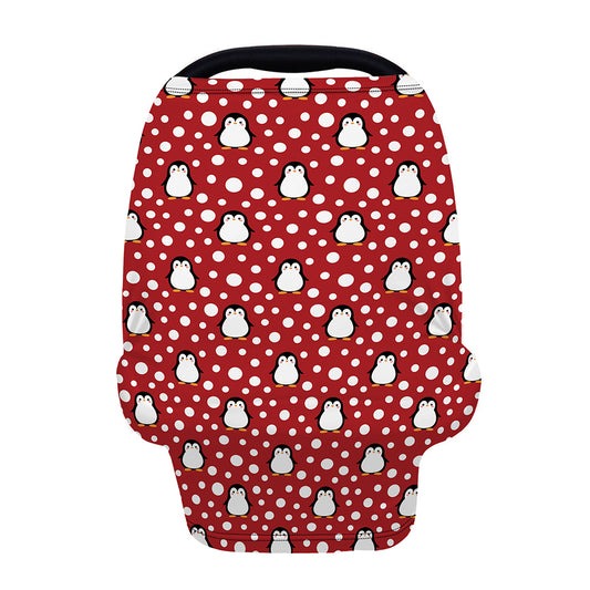 Red Snow Penguin Pattern Print Baby Seat Cover