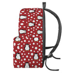 Red Snow Penguin Pattern Print Backpack