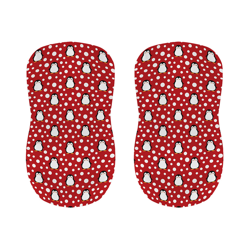 Red Snow Penguin Pattern Print Bar Stool Covers