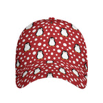 Red Snow Penguin Pattern Print Baseball Cap