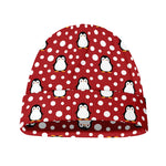 Red Snow Penguin Pattern Print Beanie