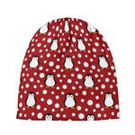 Red Snow Penguin Pattern Print Beanie