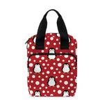 Red Snow Penguin Pattern Print Bible Tote Bag