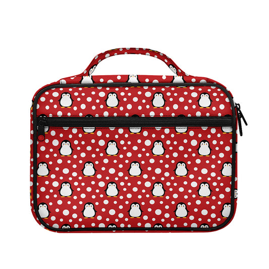 Red Snow Penguin Pattern Print Briefcase Bible Bag
