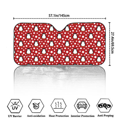 Red Snow Penguin Pattern Print Car Windshield Sun Shade
