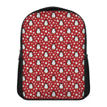 Red Snow Penguin Pattern Print Casual Backpack