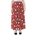 Red Snow Penguin Pattern Print Chiffon Maxi Skirt