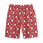 Red Snow Penguin Pattern Print Cotton Shorts