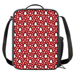 Red Snow Penguin Pattern Print Crossbody Lunch Bag