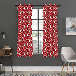 Red Snow Penguin Pattern Print Curtain