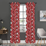 Red Snow Penguin Pattern Print Curtain