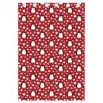 Red Snow Penguin Pattern Print Curtain