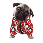 Red Snow Penguin Pattern Print Dog Zip Up Hoodie