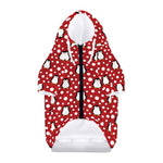 Red Snow Penguin Pattern Print Dog Zip Up Hoodie