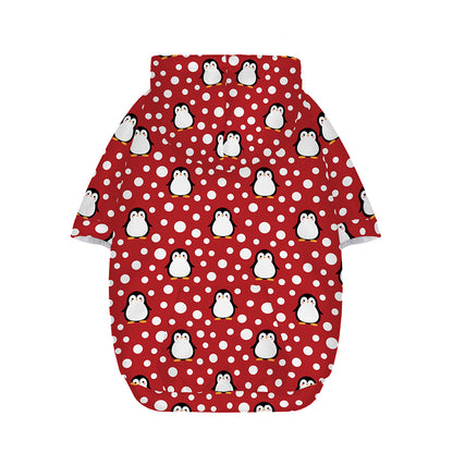 Red Snow Penguin Pattern Print Dog Zip Up Hoodie