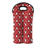 Red Snow Penguin Pattern Print Double Neoprene Wine Tote