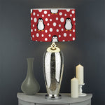 Red Snow Penguin Pattern Print Drum Lamp Shade
