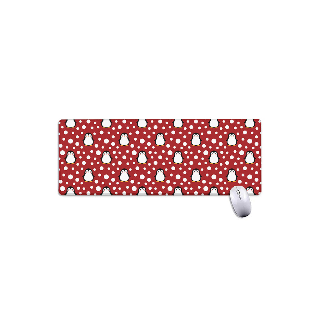 Red Snow Penguin Pattern Print Extended Mouse Pad