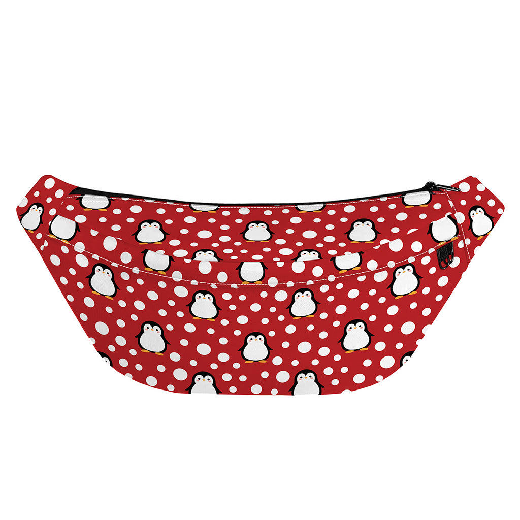 Red Snow Penguin Pattern Print Fanny Pack
