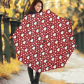 Red Snow Penguin Pattern Print Foldable Umbrella