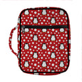 Red Snow Penguin Pattern Print Front Pocket Bible Bag