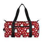 Red Snow Penguin Pattern Print Gym Bag