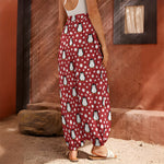 Red Snow Penguin Pattern Print Harem Pants