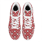 Red Snow Penguin Pattern Print High Top Leather Sneakers
