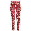 Red Snow Penguin Pattern Print High-Waisted Pocket Leggings