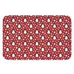 Red Snow Penguin Pattern Print Indoor Door Mat