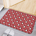 Red Snow Penguin Pattern Print Indoor Door Mat