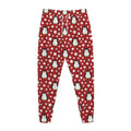 Red Snow Penguin Pattern Print Jogger Pants