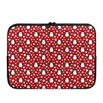 Red Snow Penguin Pattern Print Laptop Sleeve