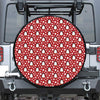 Red Snow Penguin Pattern Print Leather Spare Tire Cover