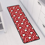 Red Snow Penguin Pattern Print Long Kitchen Mat