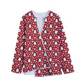 Red Snow Penguin Pattern Print Long Sleeve Short Coat