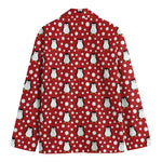 Red Snow Penguin Pattern Print Men's Blazer