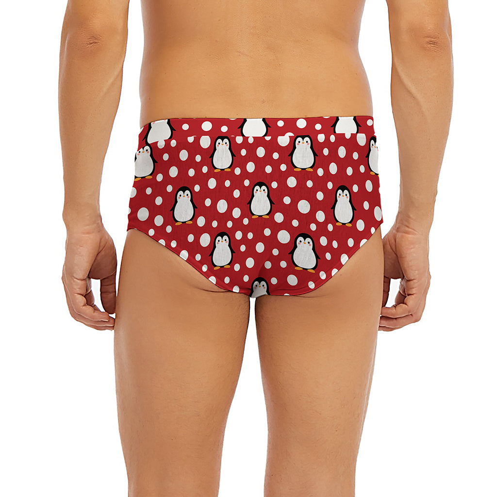 Red Snow Penguin Pattern Print Men's Briefs