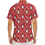 Red Snow Penguin Pattern Print Men's Deep V-Neck Shirt