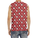 Red Snow Penguin Pattern Print Men's Fitness Tank Top