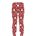 Red Snow Penguin Pattern Print Men's leggings