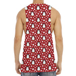 Red Snow Penguin Pattern Print Men's Muscle Tank Top