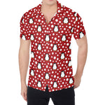 Red Snow Penguin Pattern Print Men's Shirt