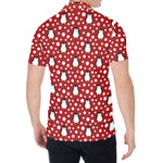 Red Snow Penguin Pattern Print Men's Shirt