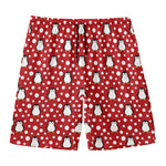 Red Snow Penguin Pattern Print Men's Swim Trunks