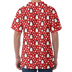 Red Snow Penguin Pattern Print Men's Velvet T-Shirt