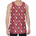 Red Snow Penguin Pattern Print Men's Velvet Tank Top