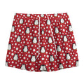 Red Snow Penguin Pattern Print Mesh Shorts