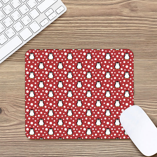 Red Snow Penguin Pattern Print Mouse Pad