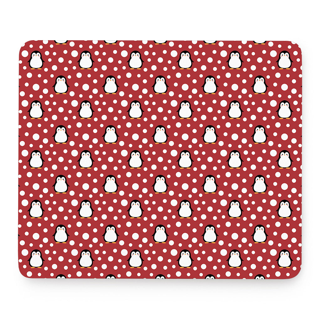 Red Snow Penguin Pattern Print Mouse Pad